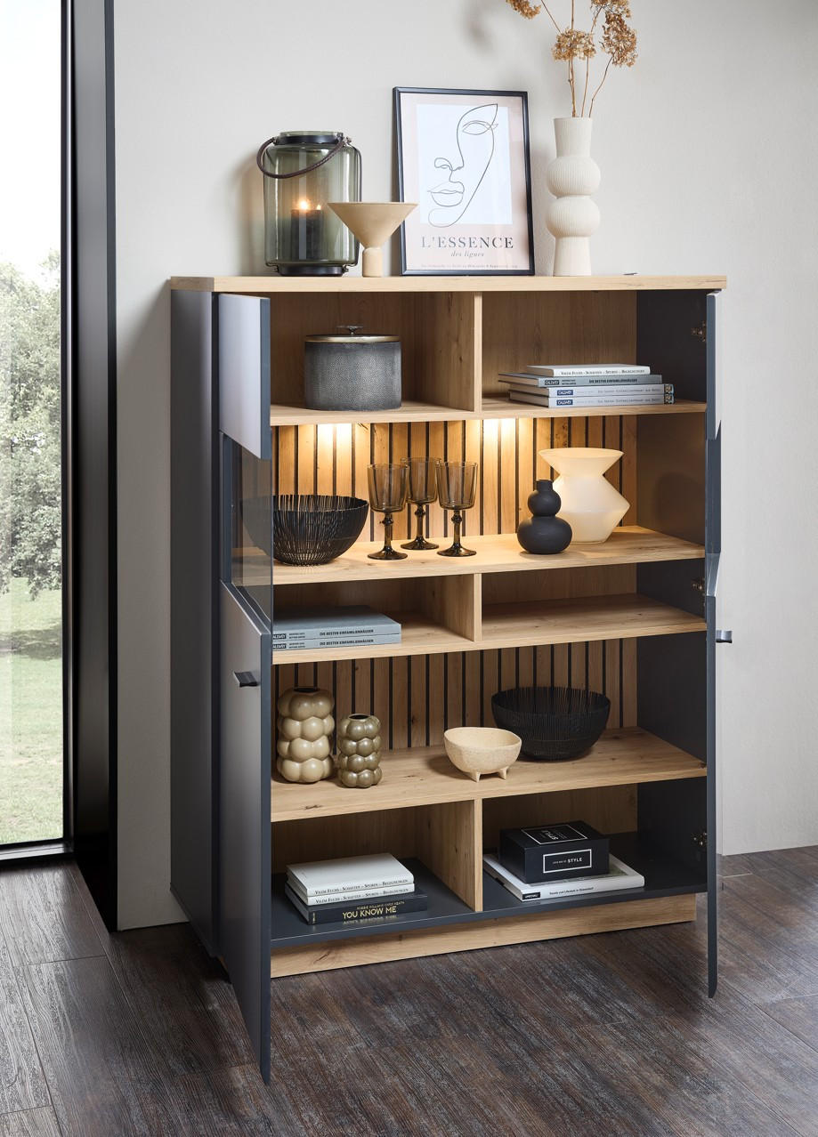 HIGHBOARD  in 110/137/40 cm  - Schwarz/Graphitfarben, Design, Holzwerkstoff/Metall (110/137/40cm) - MID.YOU