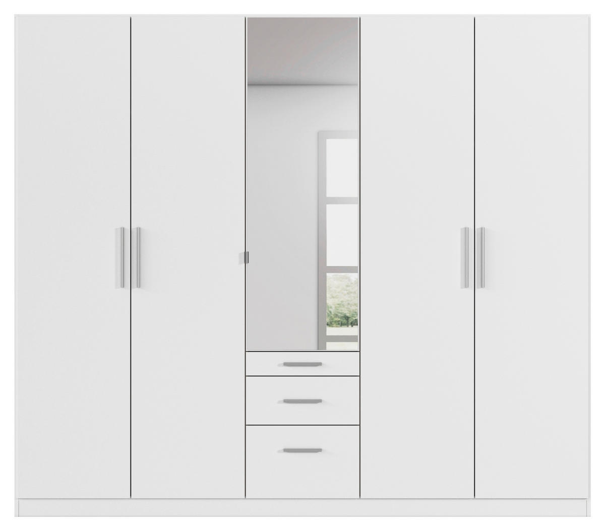 DREHTÜRENSCHRANK 226/197/54 cm,  in Weiß, 5-türig  - Alufarben/Weiß, KONVENTIONELL, Glas/Holzwerkstoff (226/197/54cm) - home24