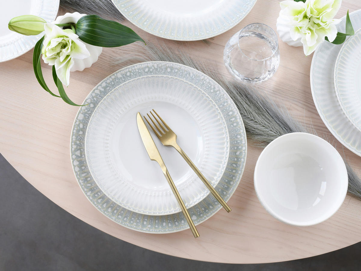 TAFELSERVICE Creme, Perlmutt Celadon beige 12-teilig  - Perlmutt/Creme, Basics, Keramik - Creatable