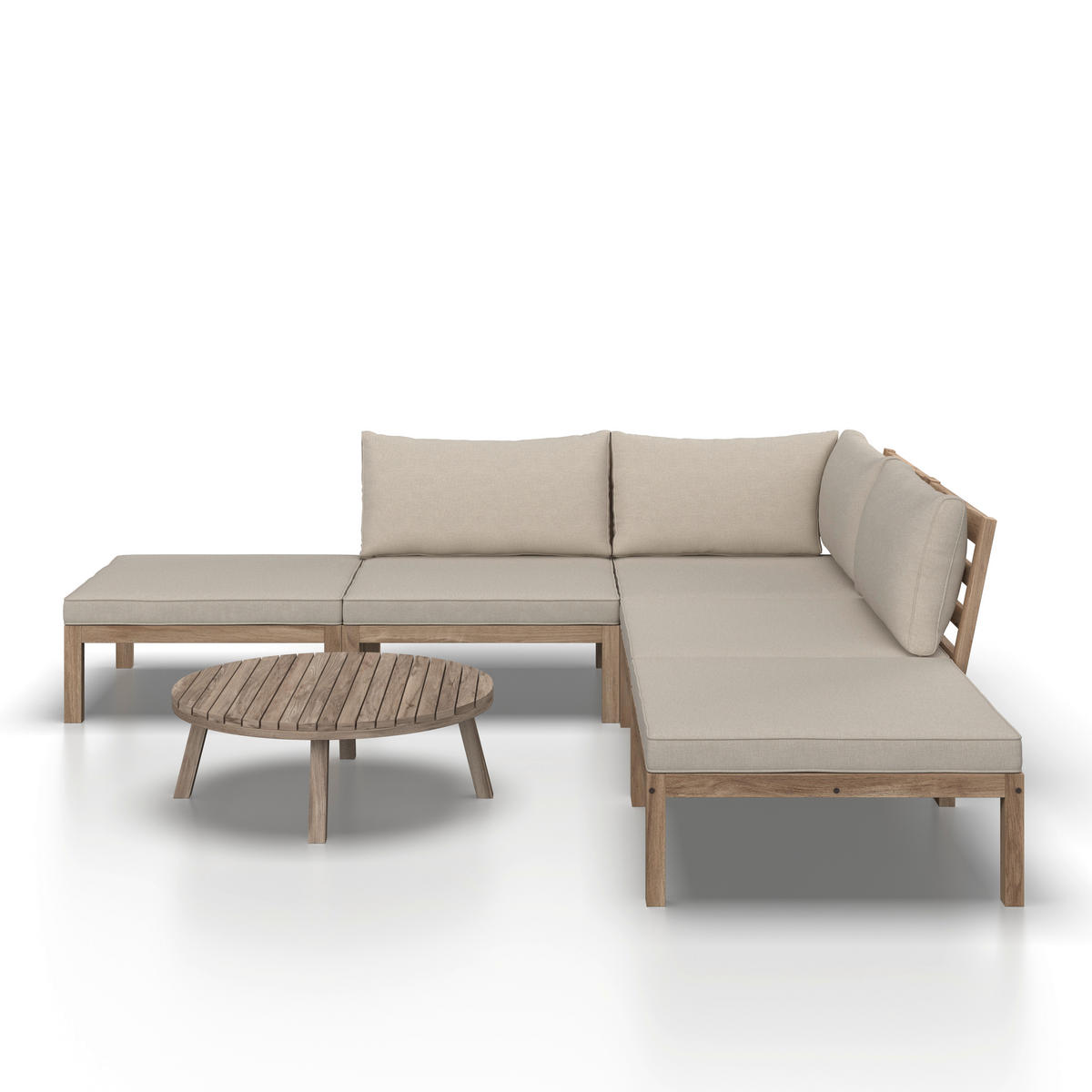 BAŠTENSKA GARNITURA  - boja akacije/krem, Moderno, drvo/tekstil (250/250cm) - Bessagi Garden