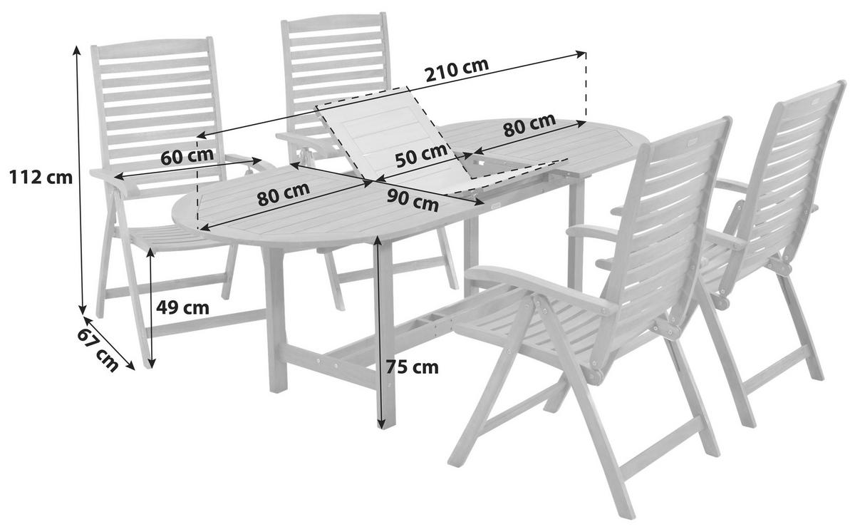 GARTENTISCHGRUPPE  - Akaziefarben, ROMANTIK / LANDHAUS, Holz - Gardenson