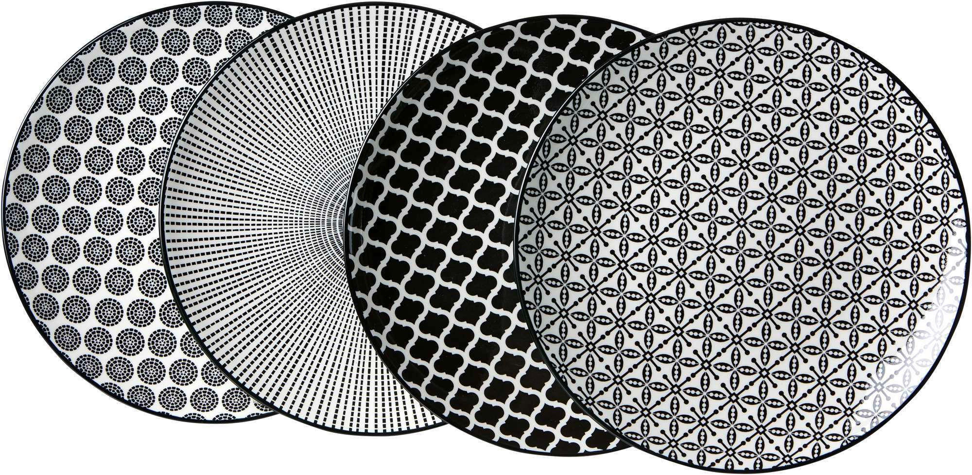 DESSERTTELLERSET Takeo 4-teilig  - Schwarz/Weiß, Trend, Keramik (21,5cm) - Ritzenhoff Breker