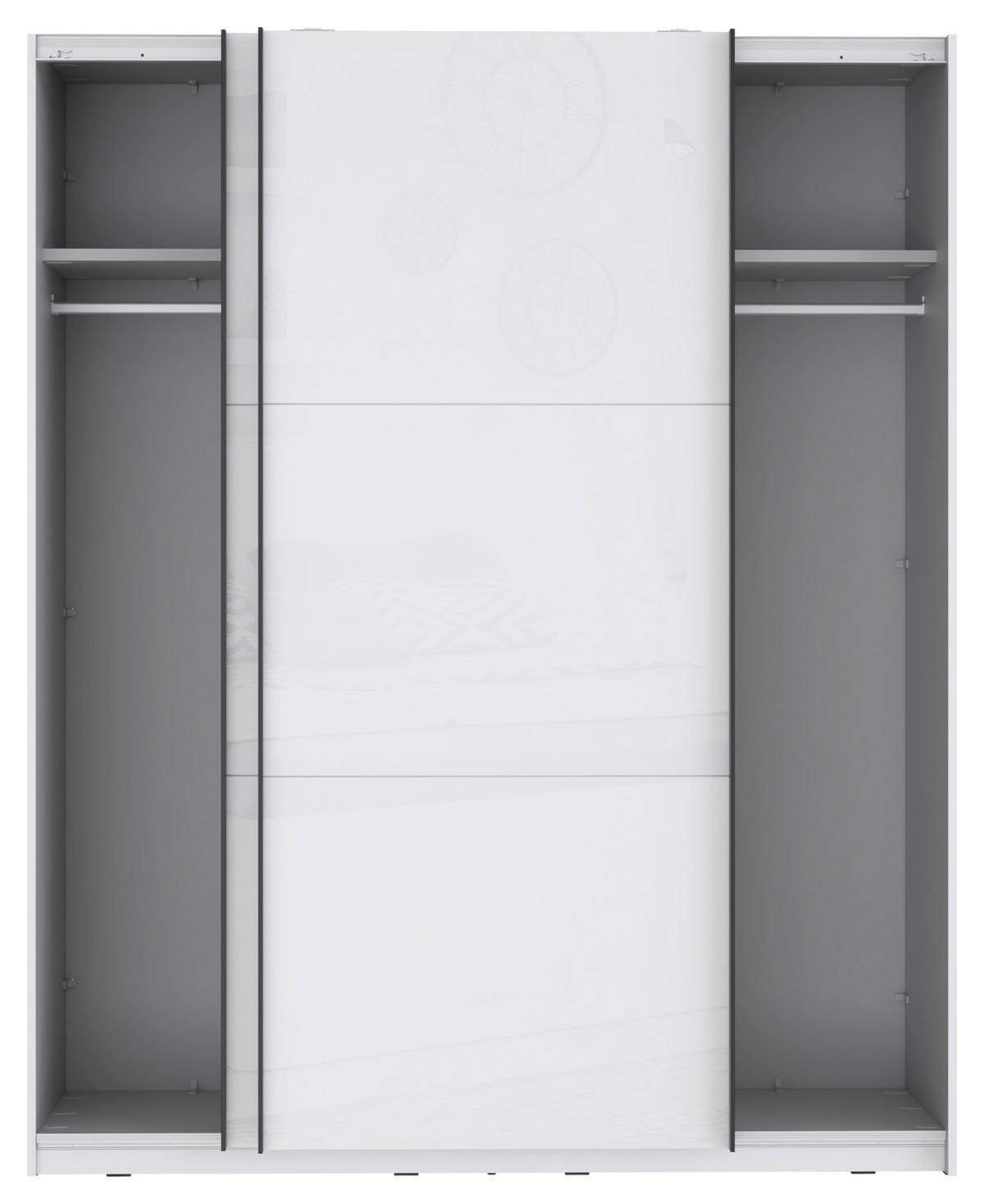 ORMAR S KLIZNIM VRATIMA bijela, bijela visoki sjaj   - bijela/bijela visoki sjaj, Moderno, drvni materijal/metal (170,3/209,7/61,2cm) - Hom`in