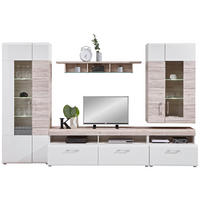 SET MOBILA LIVING in alb, culoare lemn stejar  - alb/culoare lemn stejar, Design, plastic/sticlă (330/209/52cm) - Carryhome
