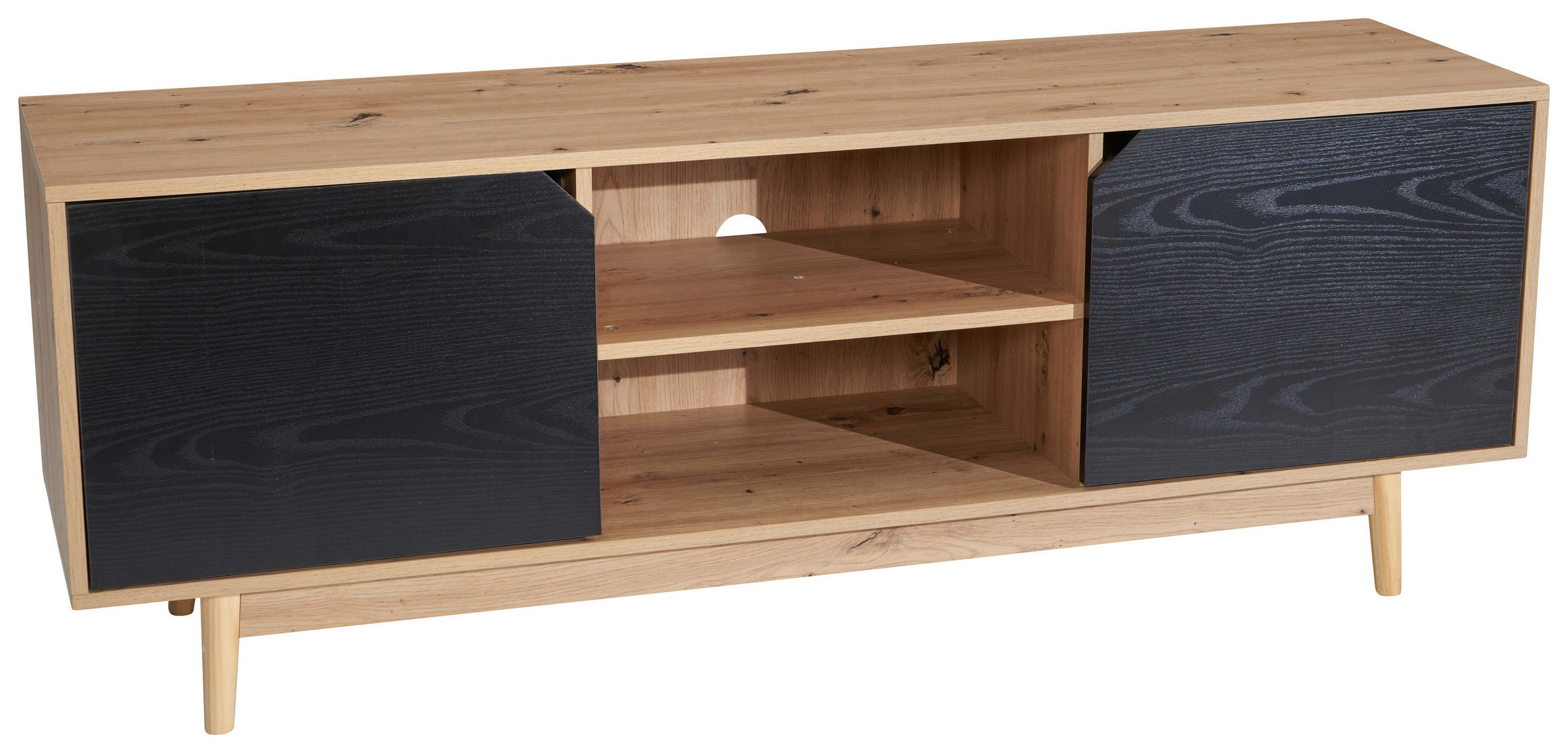 NÍZKÁ KOMODA, barvy dubu, 150/55/40 cm - černá/barvy dubu, Design, dřevo/kompozitní dřevo (150/55/40cm) - Livetastic