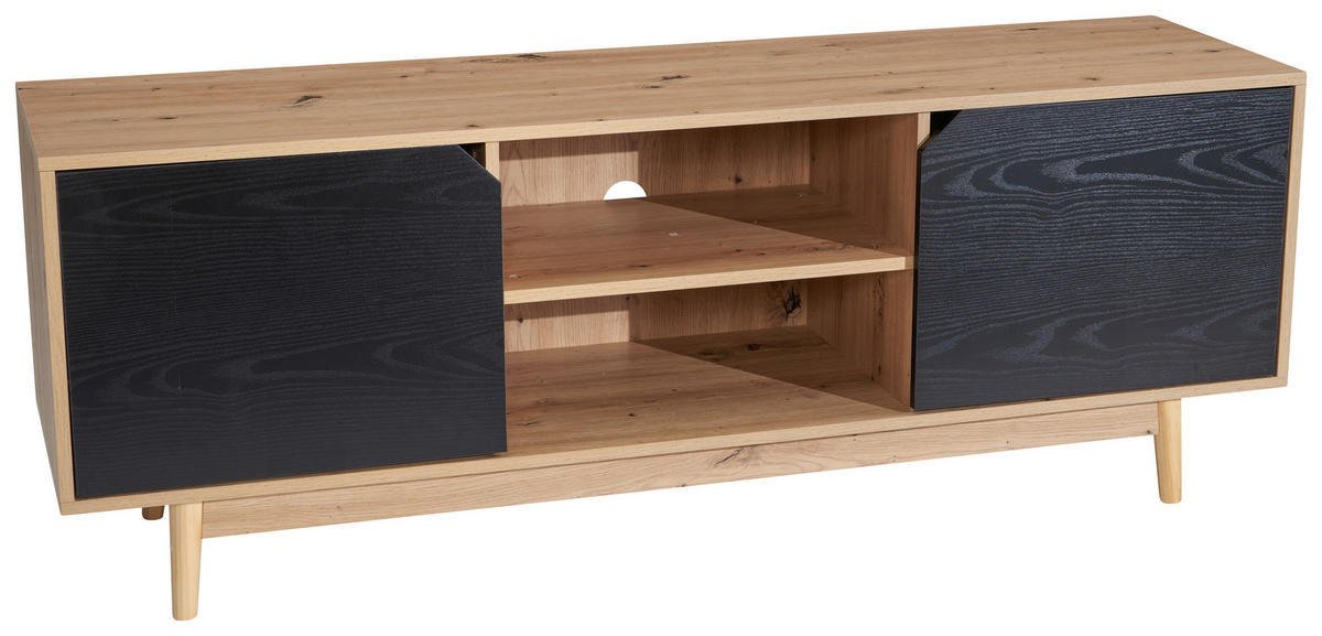 LOWBOARD  in 150/55/40 cm  - Eichefarben/Schwarz, Design, Holz/Holzwerkstoff (150/55/40cm) - Livetastic