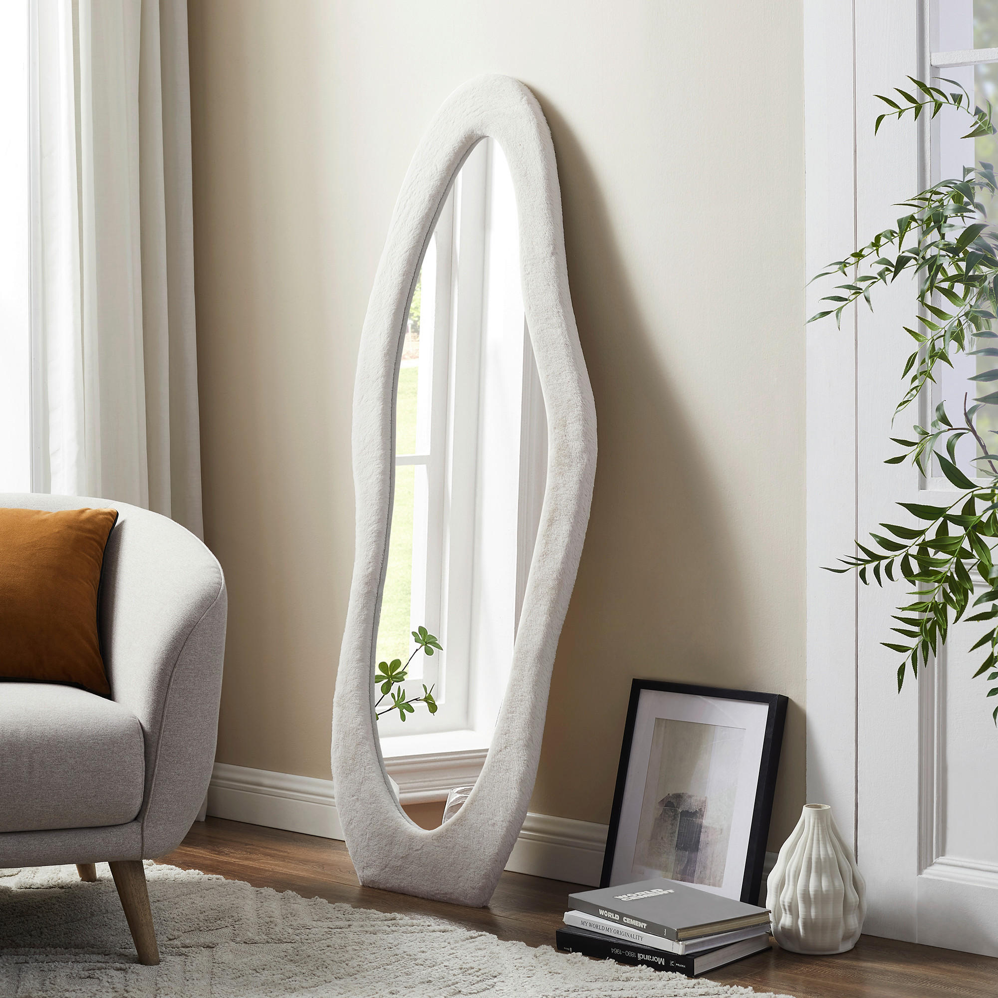 STANDSPIEGEL 60/160/3,5 cm  - Beige, Design, Glas/Holzwerkstoff (60/160/3,5cm) - Livetastic