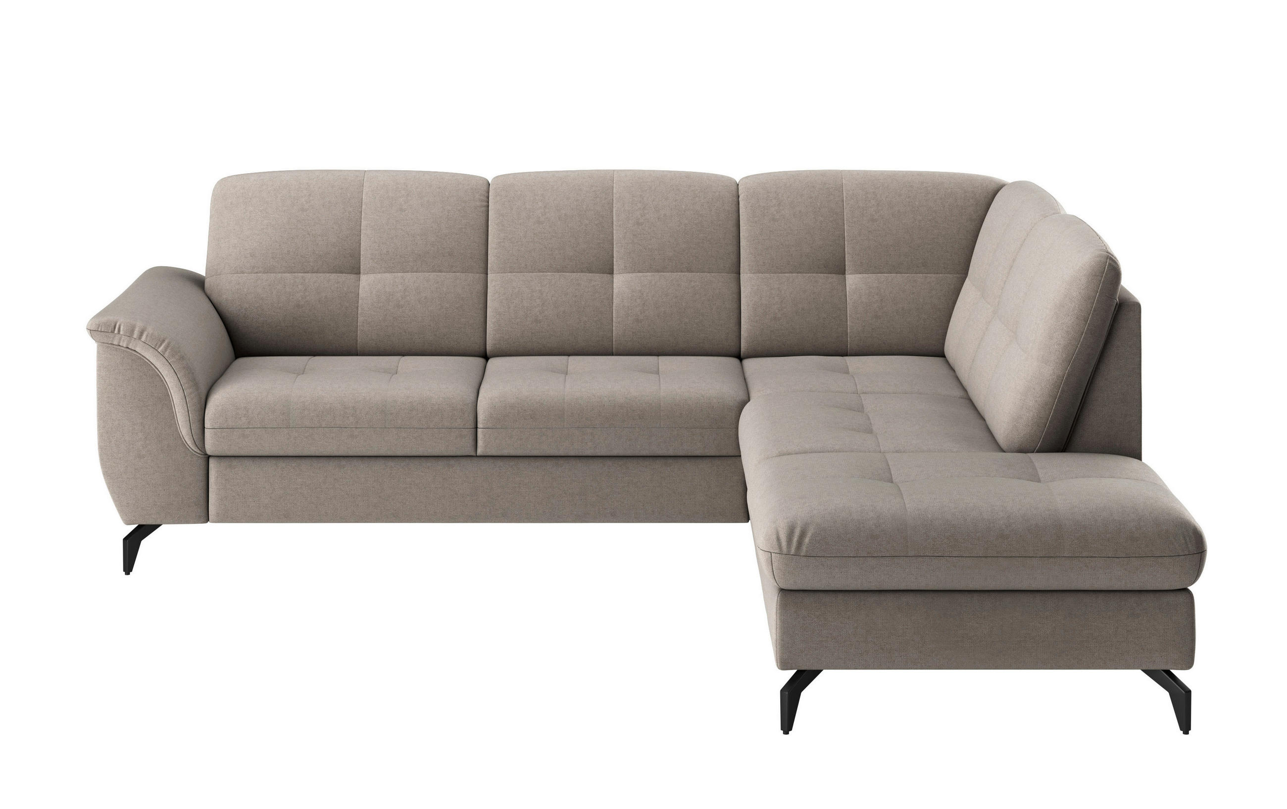 ECKSOFA in Flachgewebe Taupe  - Taupe/Schwarz, Modern, Textil/Metall (244/212cm) - Sit & More