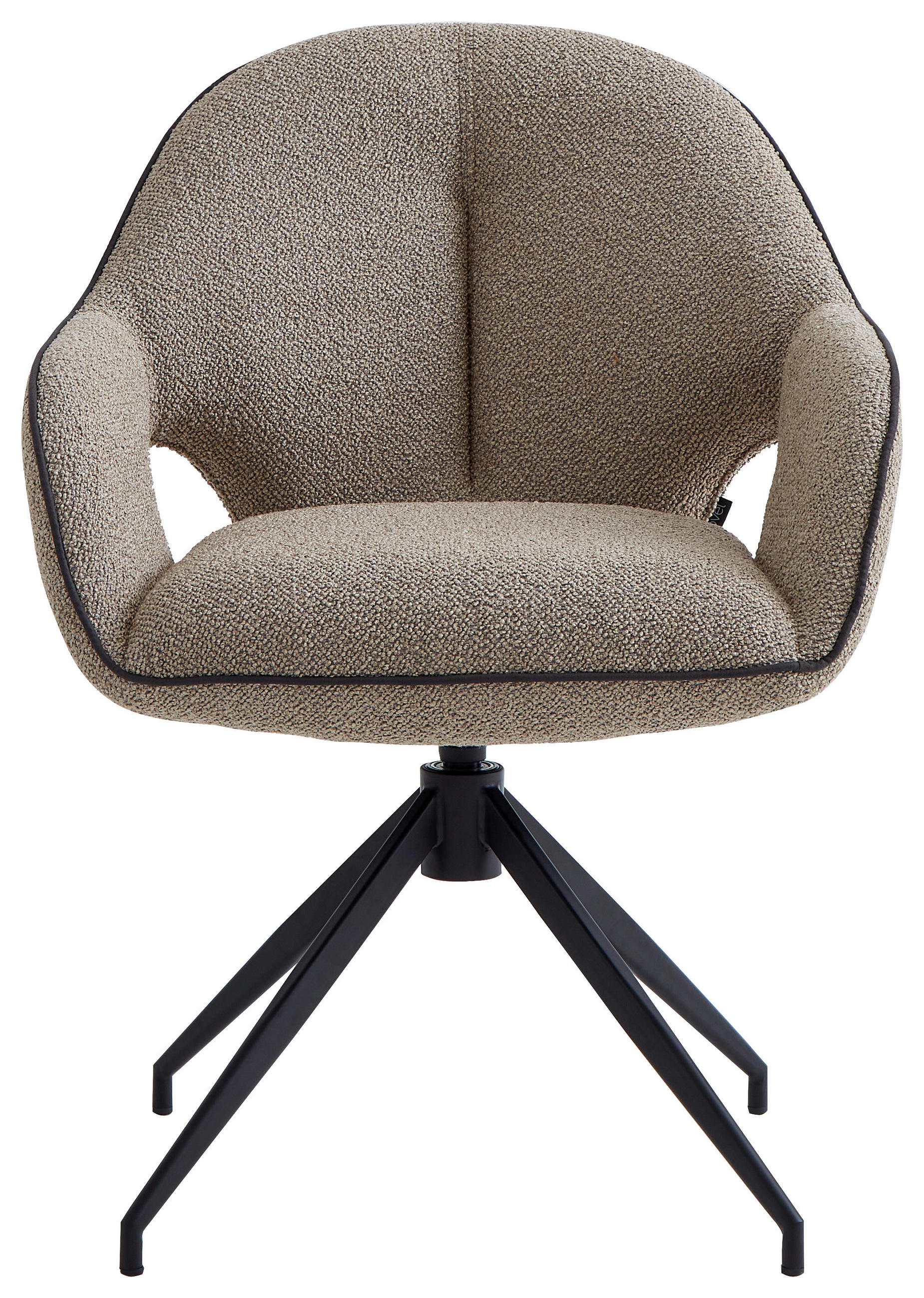 ARMLEHNSTUHL  in Eisen Leinenoptik  - Sandfarben/Schwarz, Design, Textil/Metall (62/85/64cm) - Novel