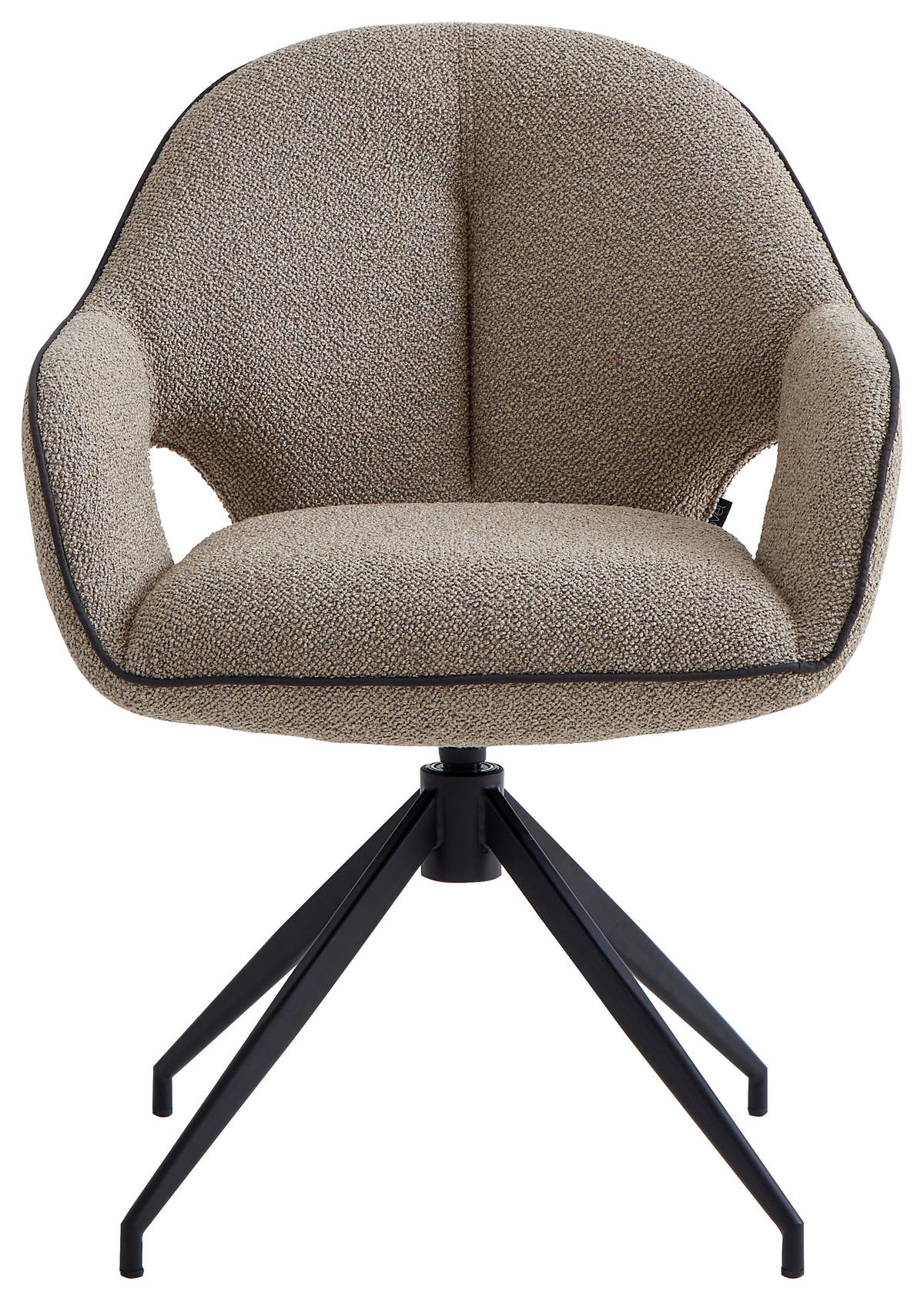 ARMLEHNSTUHL  in Eisen Leinenoptik  - Sandfarben/Schwarz, Design, Textil/Metall (62/85/64cm) - Novel