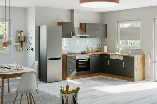 Eckküche Ohne Geräte 210x150 Cm Anthrazit