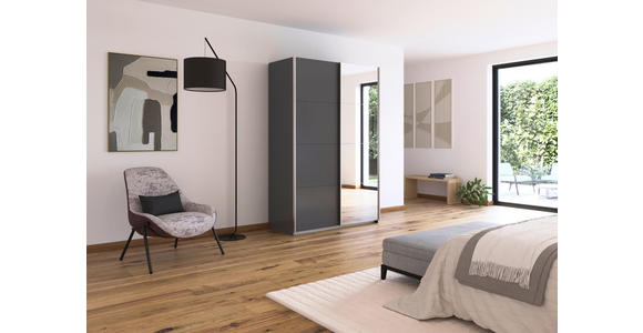 SCHWEBETÜRENSCHRANK  in Grau  - Alufarben/Grau, KONVENTIONELL, Glas/Holzwerkstoff (181/229/62cm) - Xora