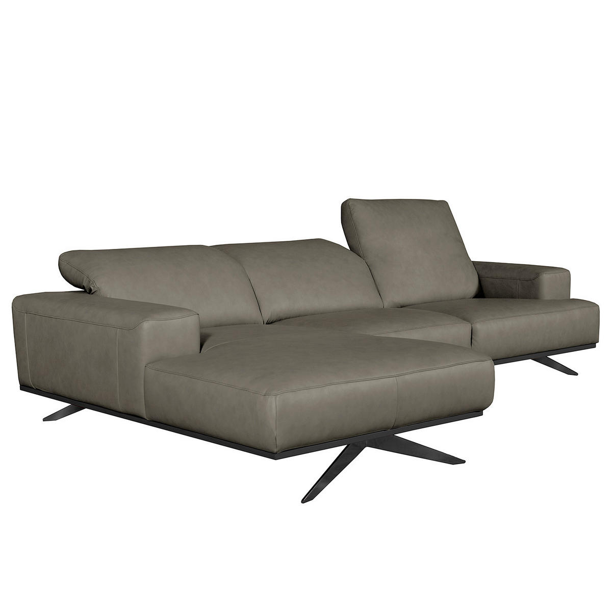 ECKSOFA  in Echtleder Blau  187/295 cm  - Chromfarben/Blau, Design, Leder/Metall (187/295cm) - Livetastic