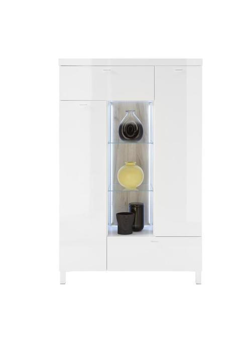 COMODĂ 105/165/37 cm - alb, Modern, sticlă/material pe bază de lemn (105/165/37cm) - Ti'me