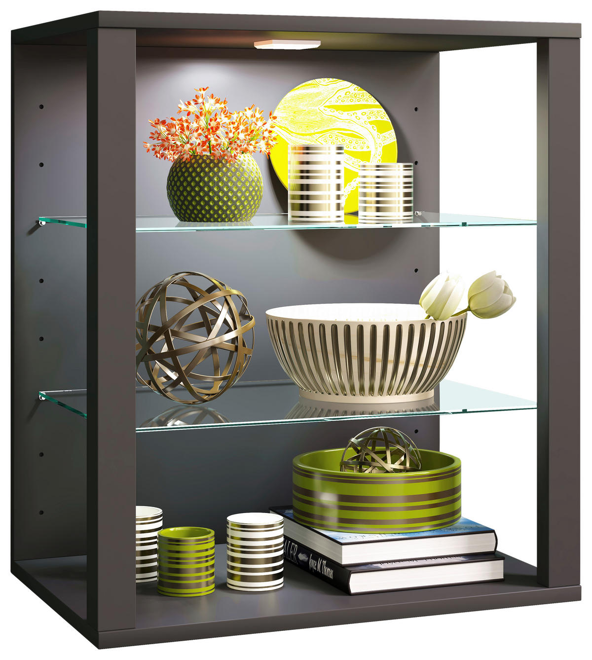 VITRINA VISEĆA 52/60/35 cm   - antracit, Design, staklo/drvni materijal (52/60/35cm) - MID.YOU