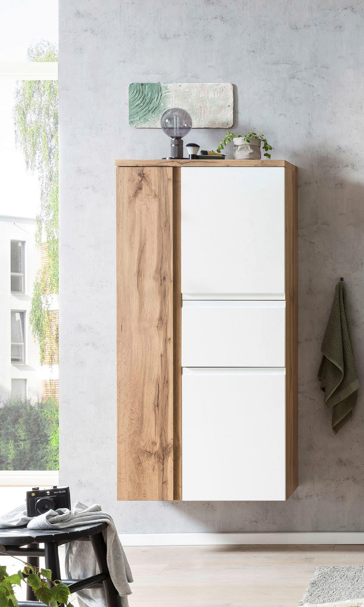 MIDISCHRANK 65/130/35 cm  - Eiche Wotan/Silberfarben, MODERN, Holzwerkstoff/Kunststoff (65/130/35cm) - Held