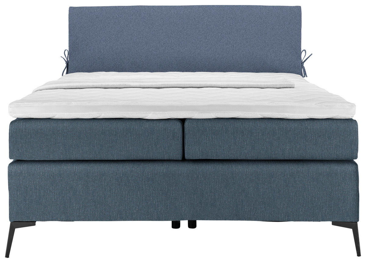 POSTELJA BOXSPRING 120 cm   x 200 cm  , tekstil modra, temno modra  - modra/črna, Design, kovina/tekstil (120/200cm) - Hom`in