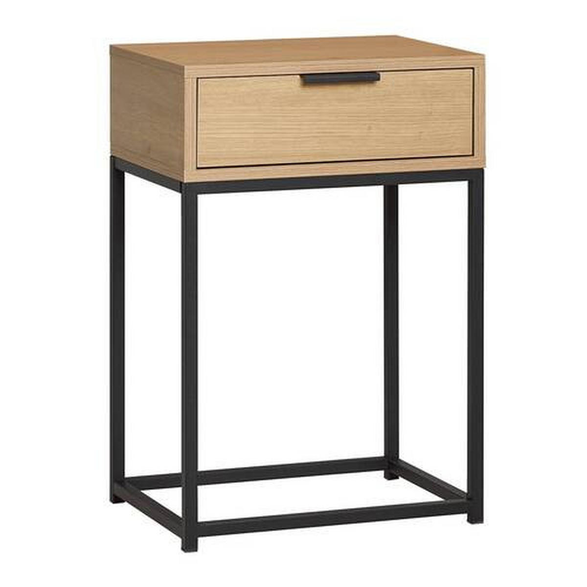 NACHTKÄSTCHEN in Schwarz, Eichefarben  - Eichefarben/Schwarz, MODERN, Holzwerkstoff/Metall (40/60/28cm)