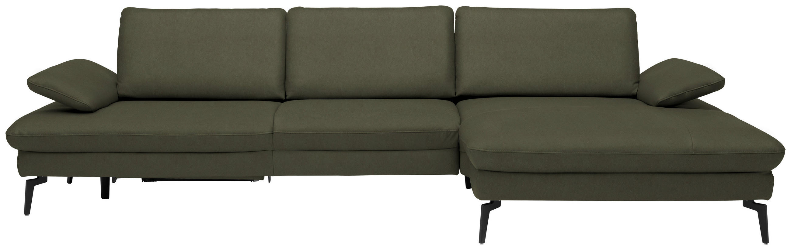 ECKSOFA in Echtleder Grau, Grün  - Schwarz/Grau, Design, Leder/Metall (325/157cm) - Dieter Knoll
