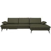 ECKSOFA in Echtleder Grau, Grün  325/157 cm  - Schwarz/Grau, Design, Leder/Metall (325/157cm) - Dieter Knoll