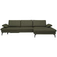 ECKSOFA in Echtleder Grau, Grün  - Schwarz/Grau, Design, Leder/Metall (325/157cm) - Dieter Knoll