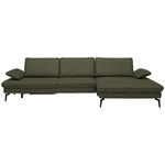 ECKSOFA in Echtleder Grau, Grün  - Schwarz/Grau, Design, Leder/Metall (325/157cm) - Dieter Knoll