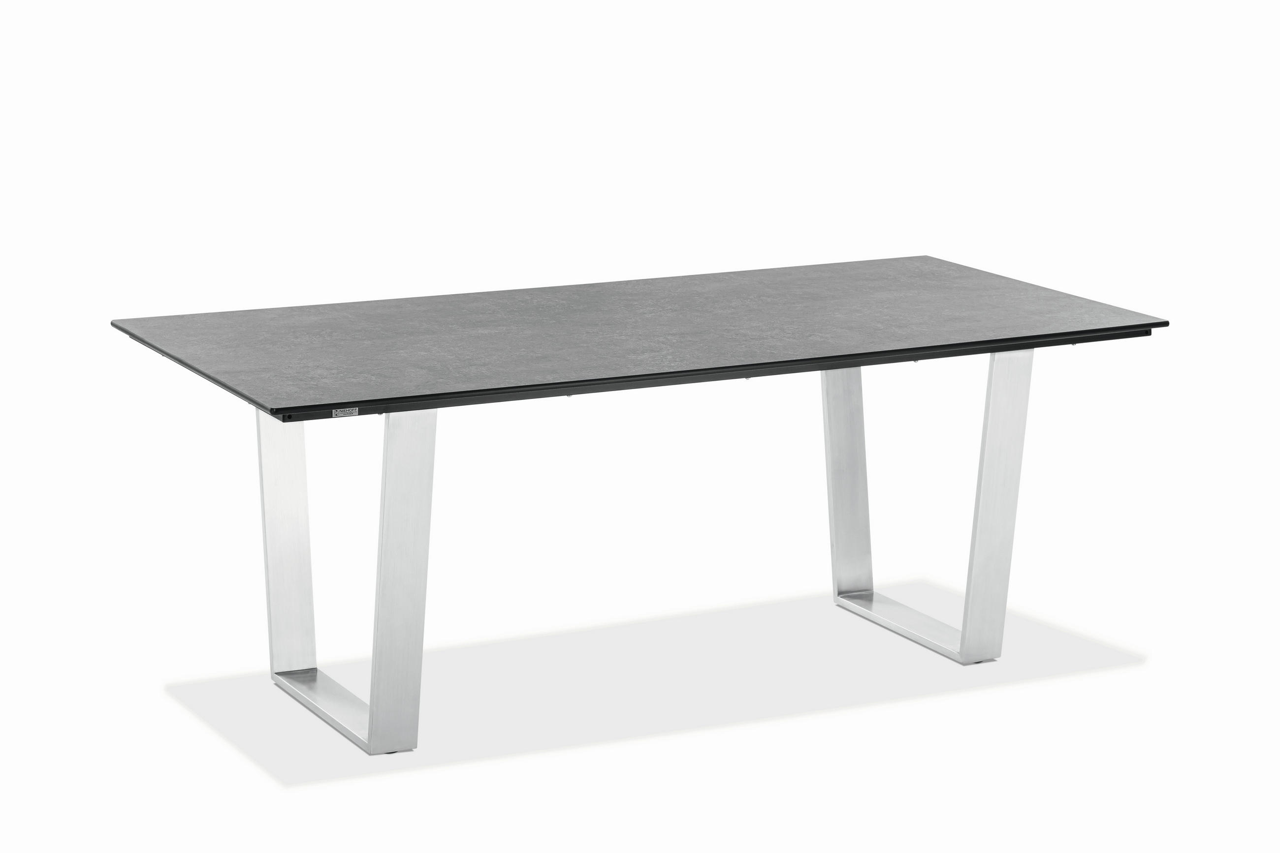 GARTENTISCH Kunststoff Grau, Edelstahlfarben rechteckig  - Edelstahlfarben/Grau, Design, Kunststoff/Metall (160/95/76cm)