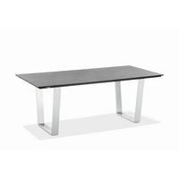 GARTENTISCH Kunststoff Grau, Edelstahlfarben rechteckig  - Edelstahlfarben/Grau, Design, Kunststoff/Metall (180/95/76cm)