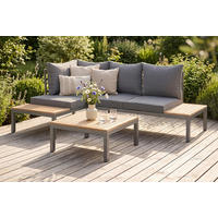 LOUNGEGARNITUR  138/207 cm  vollmassiv Stahl  - Braun/Grau, MODERN, Holz/Metall (138/207cm) - Ambia Garden