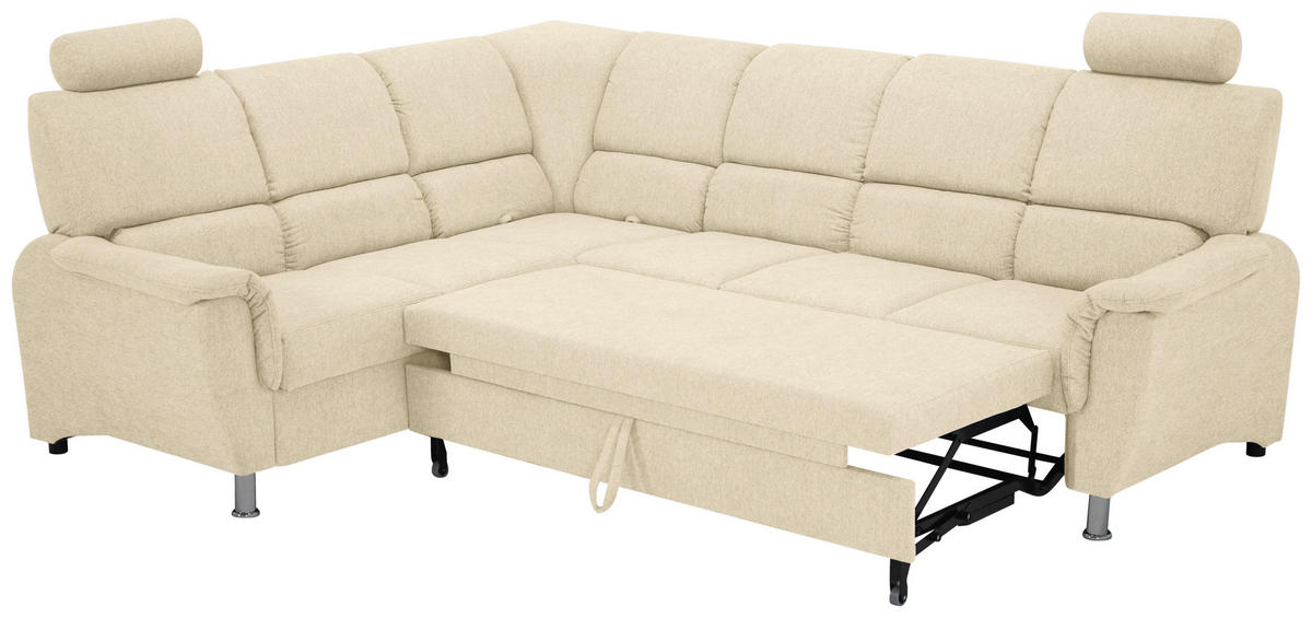 ECKSOFA in Webstoff Beige  - Beige/Silberfarben, Design, Holz/Kunststoff (219/270cm) - Livetastic