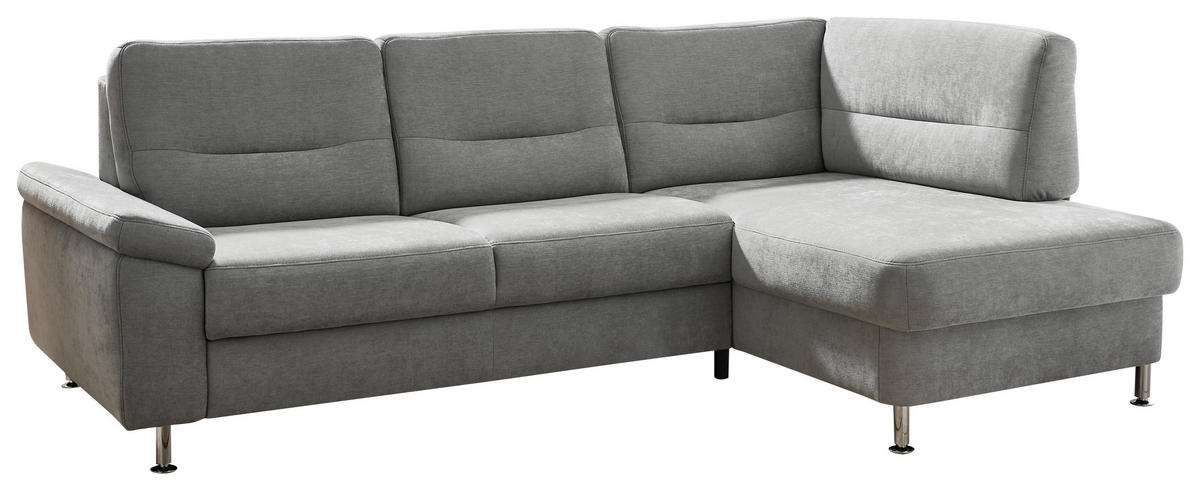 ECKSOFA  in Flachgewebe Grau  244/160 cm  - Alufarben/Grau, KONVENTIONELL, Textil/Metall (244/160cm) - Beldomo Comfort