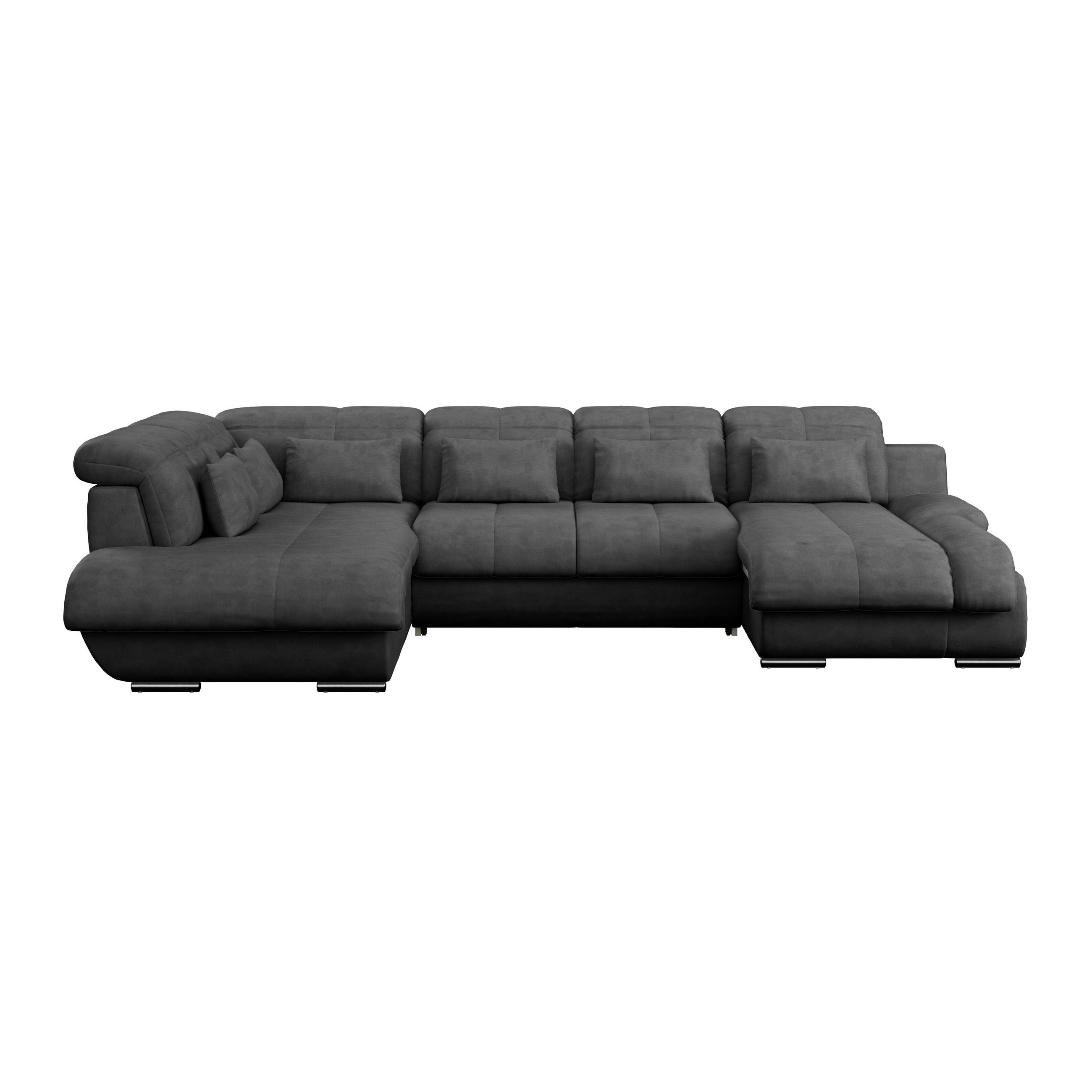 WOHNLANDSCHAFT in Mikrofaser Anthrazit  - Chromfarben/Anthrazit, Modern, Textil/Metall (228/345/184cm) - MID.YOU