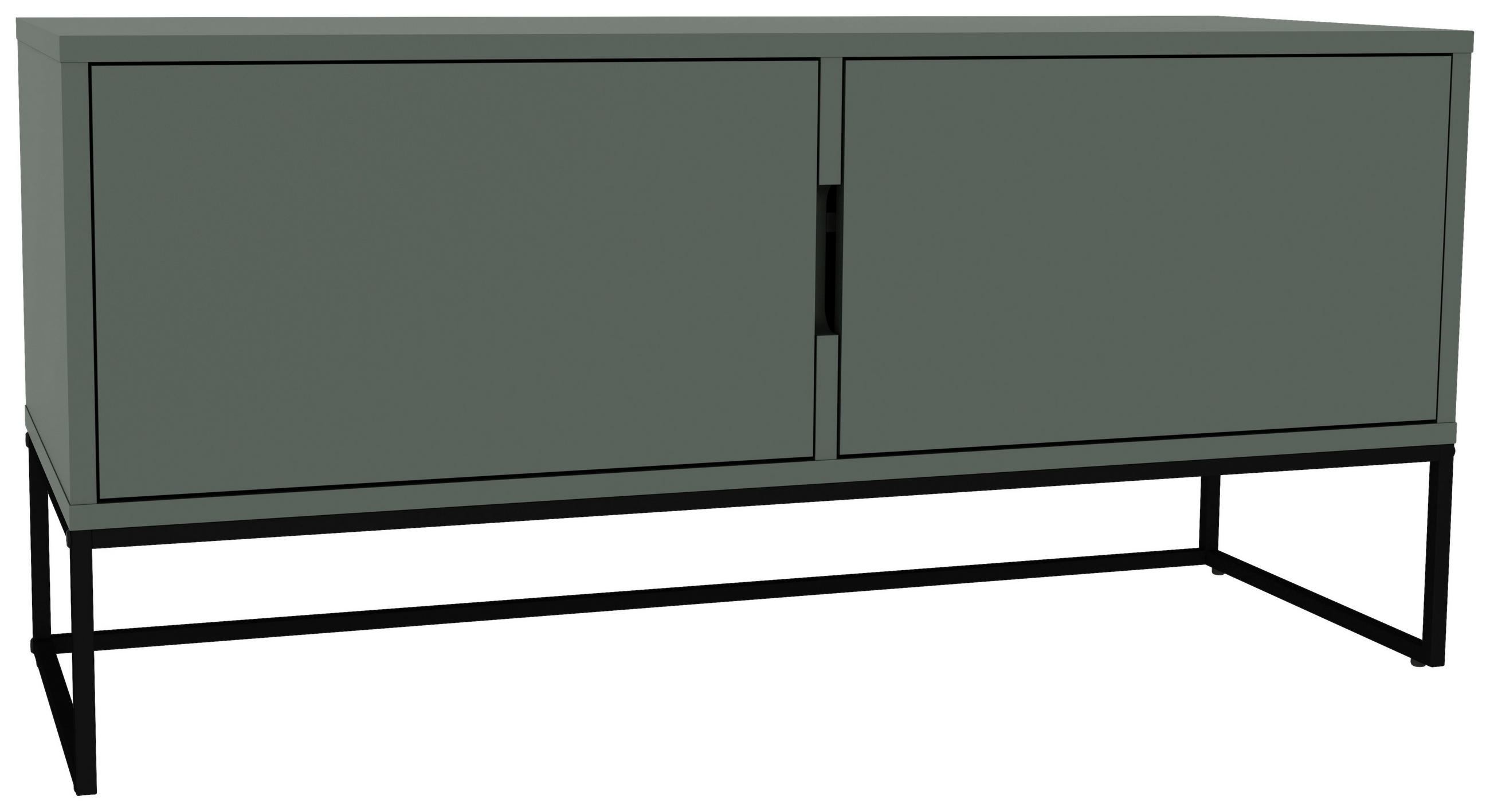 LOWBOARD Lipp  in 118/57/43 cm  - Dunkelgrün/Schwarz, Design, Holzwerkstoff/Metall (118/57/43cm)