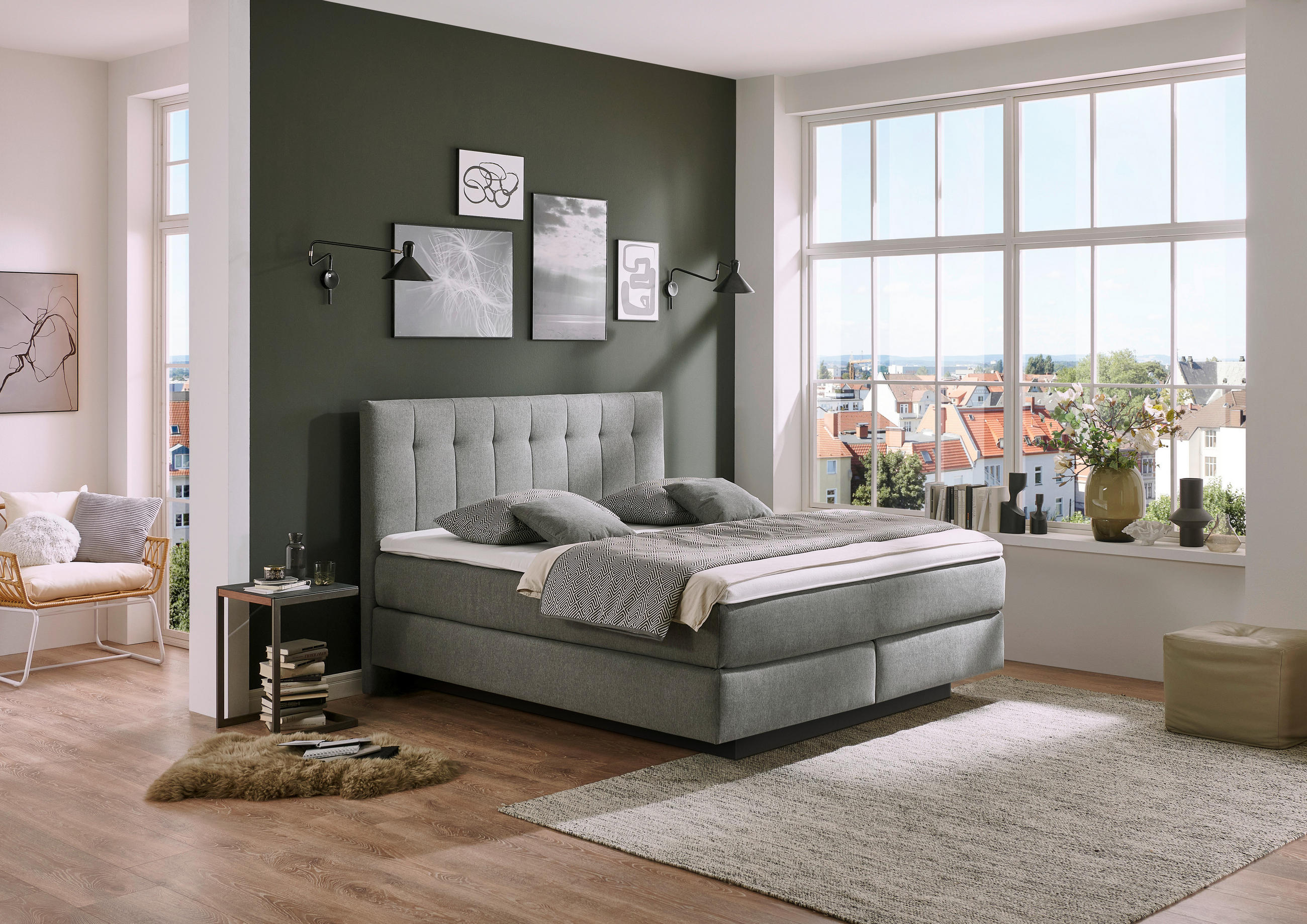 BOXSPRINGBETT 180/200 cm  in Grau  - Schwarz/Grau, MODERN, Holzwerkstoff/Kunststoff (180/200cm) - Beldomo - Sleep