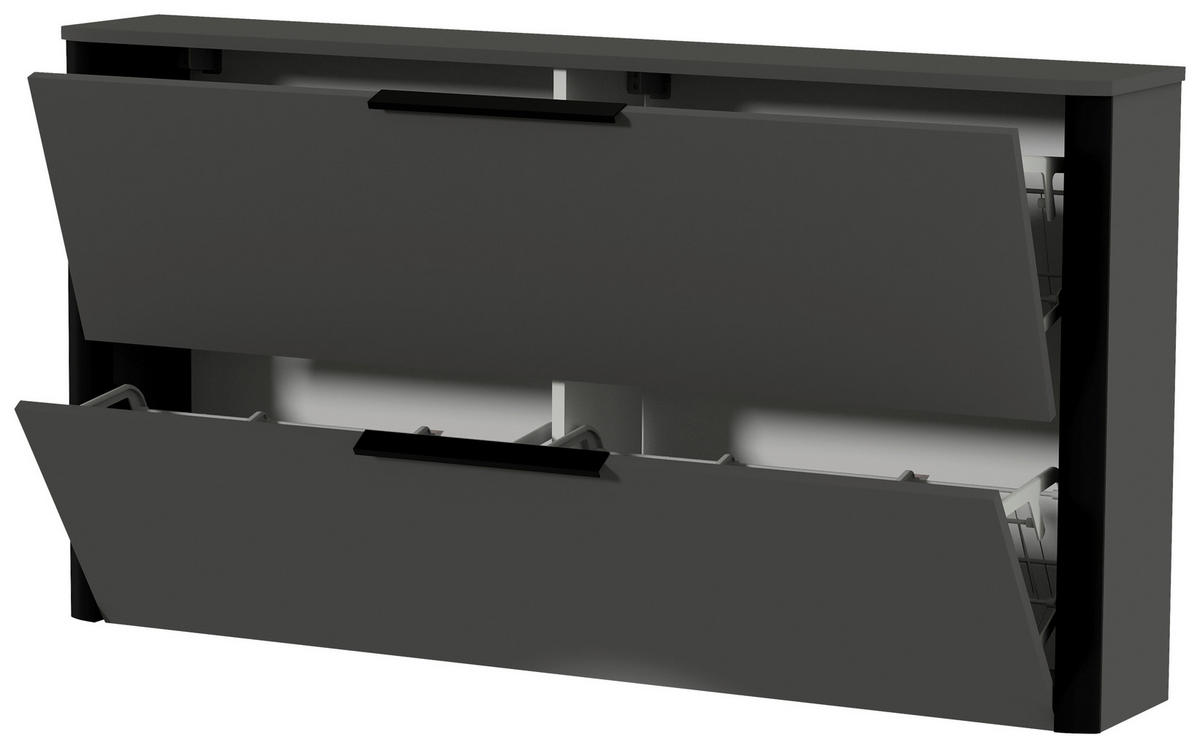 GARDEROBE 3-teilig  in 200/191/34 cm  - Anthrazit/Schwarz, Design, Glas/Holzwerkstoff (200/191/34cm) - Dieter Knoll