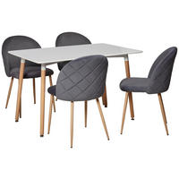 TISCHGRUPPE Samt Buche massiv Grau, Weiß, Buchefarben  - Buchefarben/Weiß, LIFESTYLE, Holz/Textil (120/51/75/83/80/57cm) - Livetastic