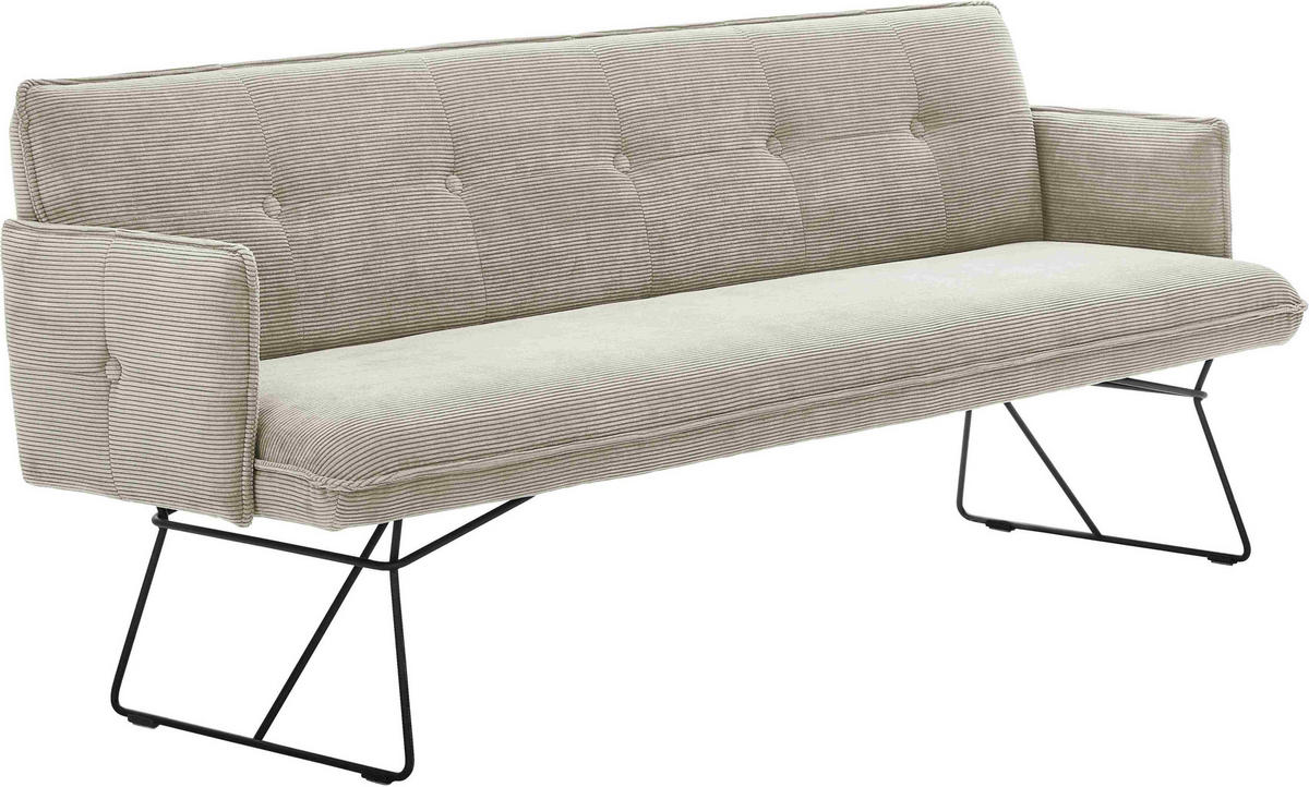 SITZBANK 212/89/70 cm Feincord Mokka Metall  - Schwarz/Mokka, Design, Textil/Metall (212/89/70cm) - Pure Home Lifestyle