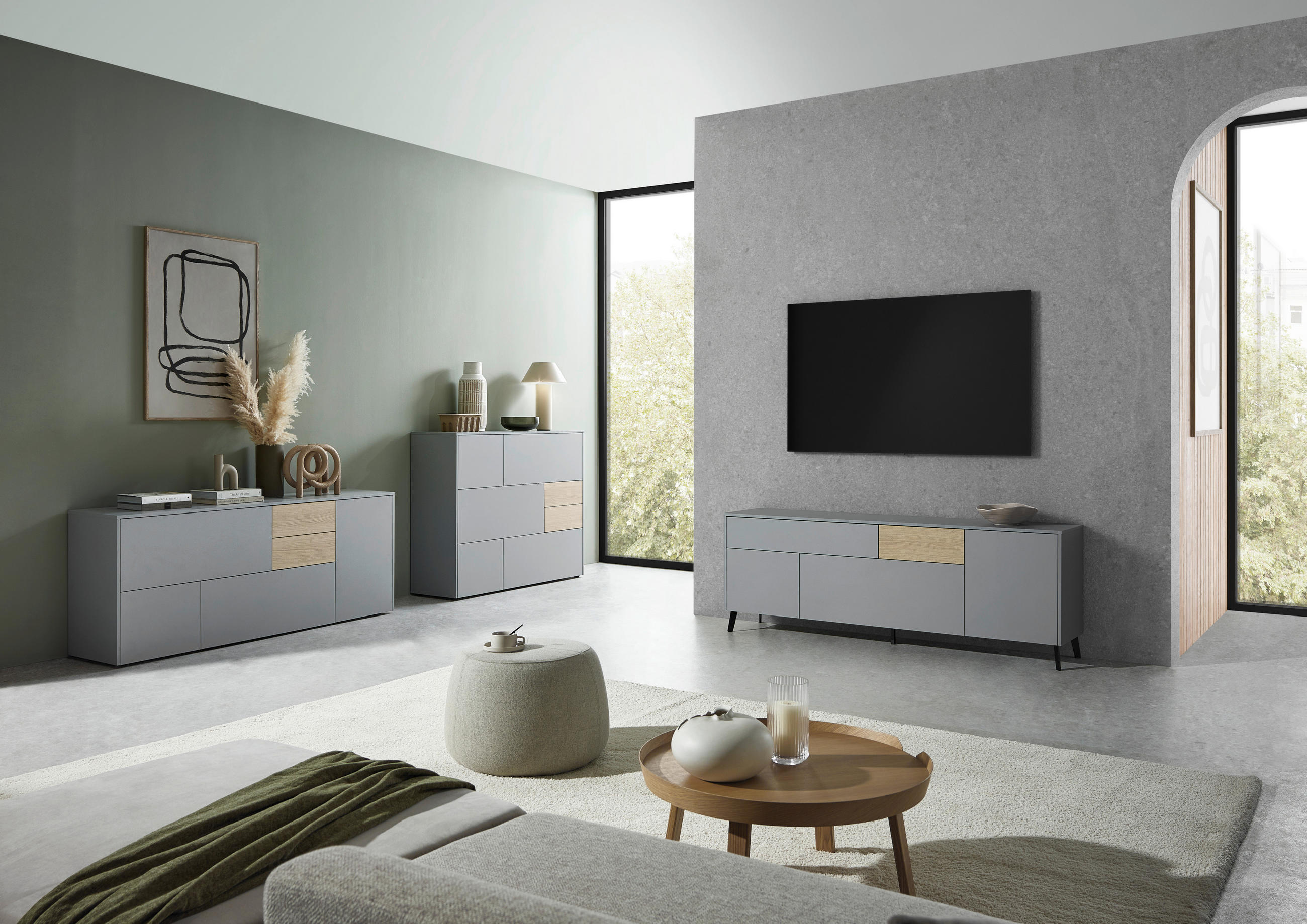 HIGHBOARD  in 139/109/41 cm  - Eichefarben/Schwarz, Design, Holzwerkstoff/Kunststoff (139/109/41cm) - Voleo