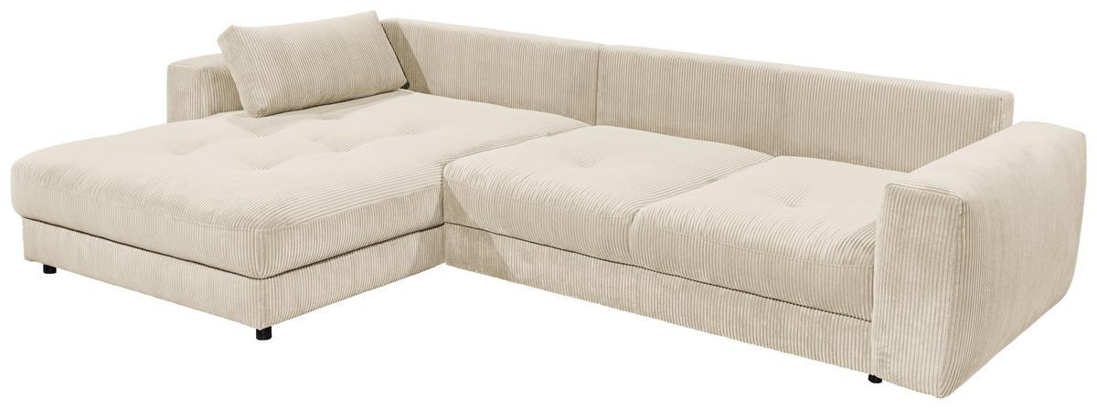 HÖRNSOFFA i manchester cremefärgad  - svart/cremefärgad, Klassisk, trämaterial/textil (194/333cm) - MID.YOU