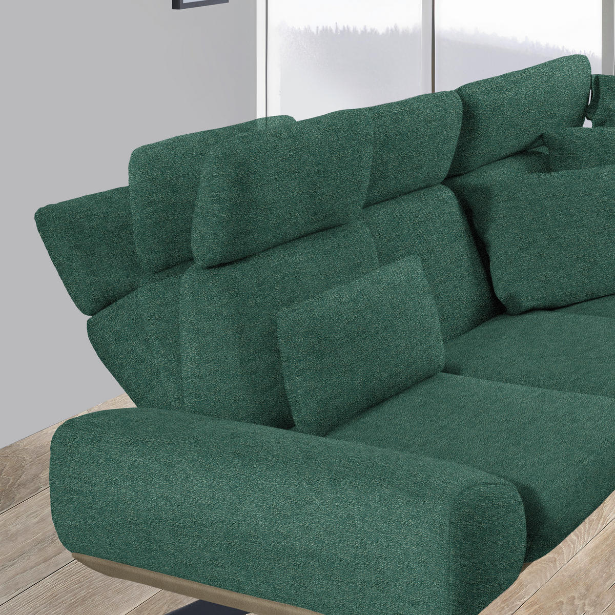 ECKSOFA  in Chenille, Flachgewebe Grün  270/239 cm  - Schwarz/Grün, Design, Textil/Metall (270/239cm) - Koinor