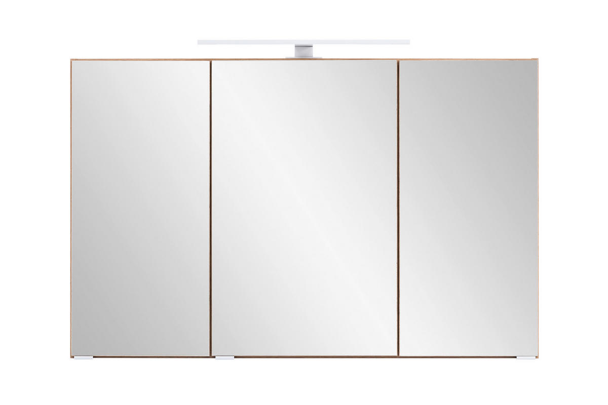 SPIEGELSCHRANK 100/64/20 cm  - Eiche Wotan/Alufarben, Natur, Glas/Holzwerkstoff (100/64/20cm) - Xora