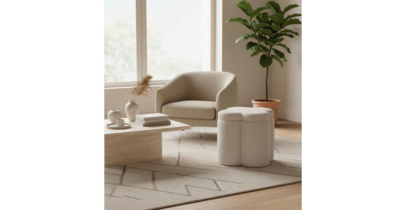 HOCKER Chenille Creme  - Creme, Design, Textil (43/46/43cm) - Xora