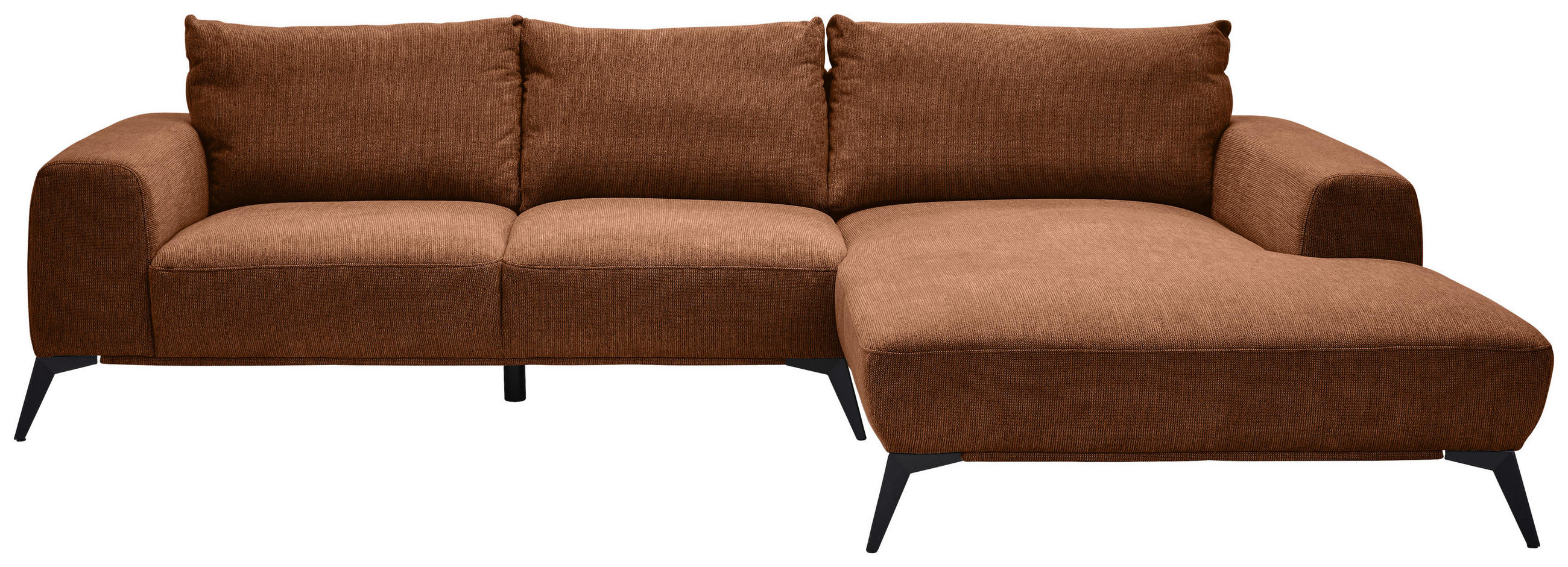 ECKSOFA in Webstoff Braun  - Schwarz/Braun, Design, Textil/Metall (298/187cm) - Stylife