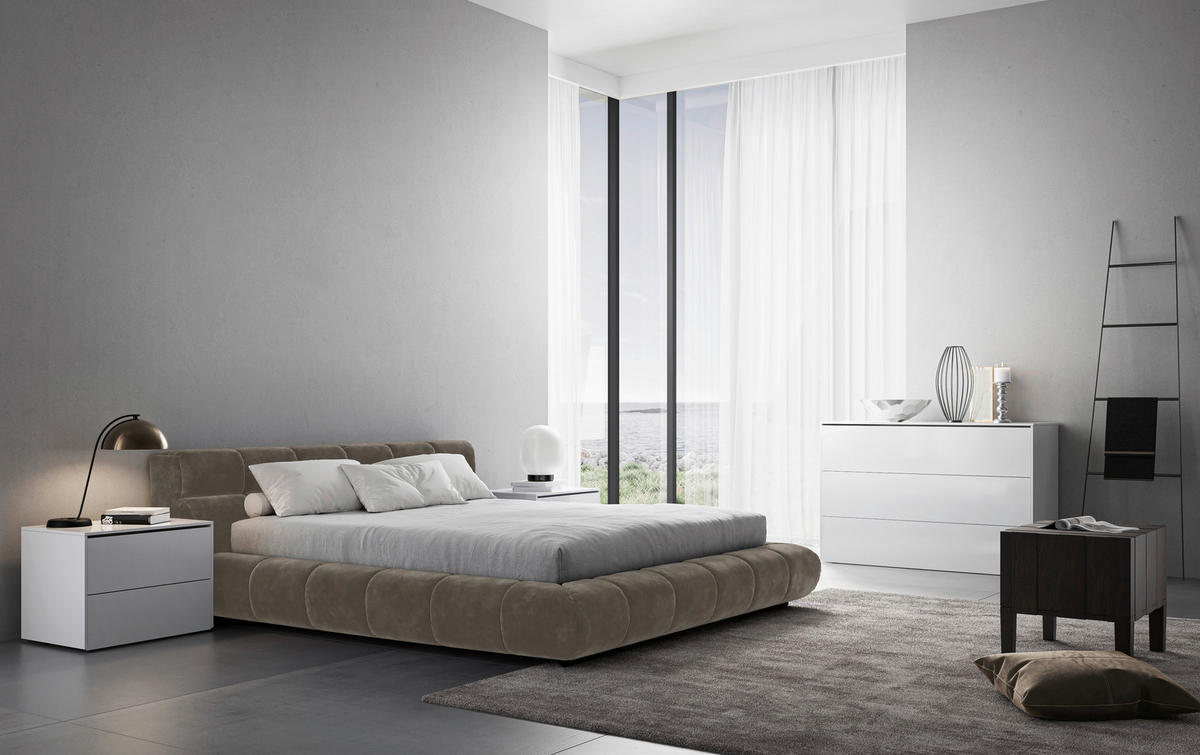 POLSTERBETT 180/200 cm,  in Hellgrau,  - Hellgrau/Schwarz, Design, Textil/Metall (180/200cm) - Belluti