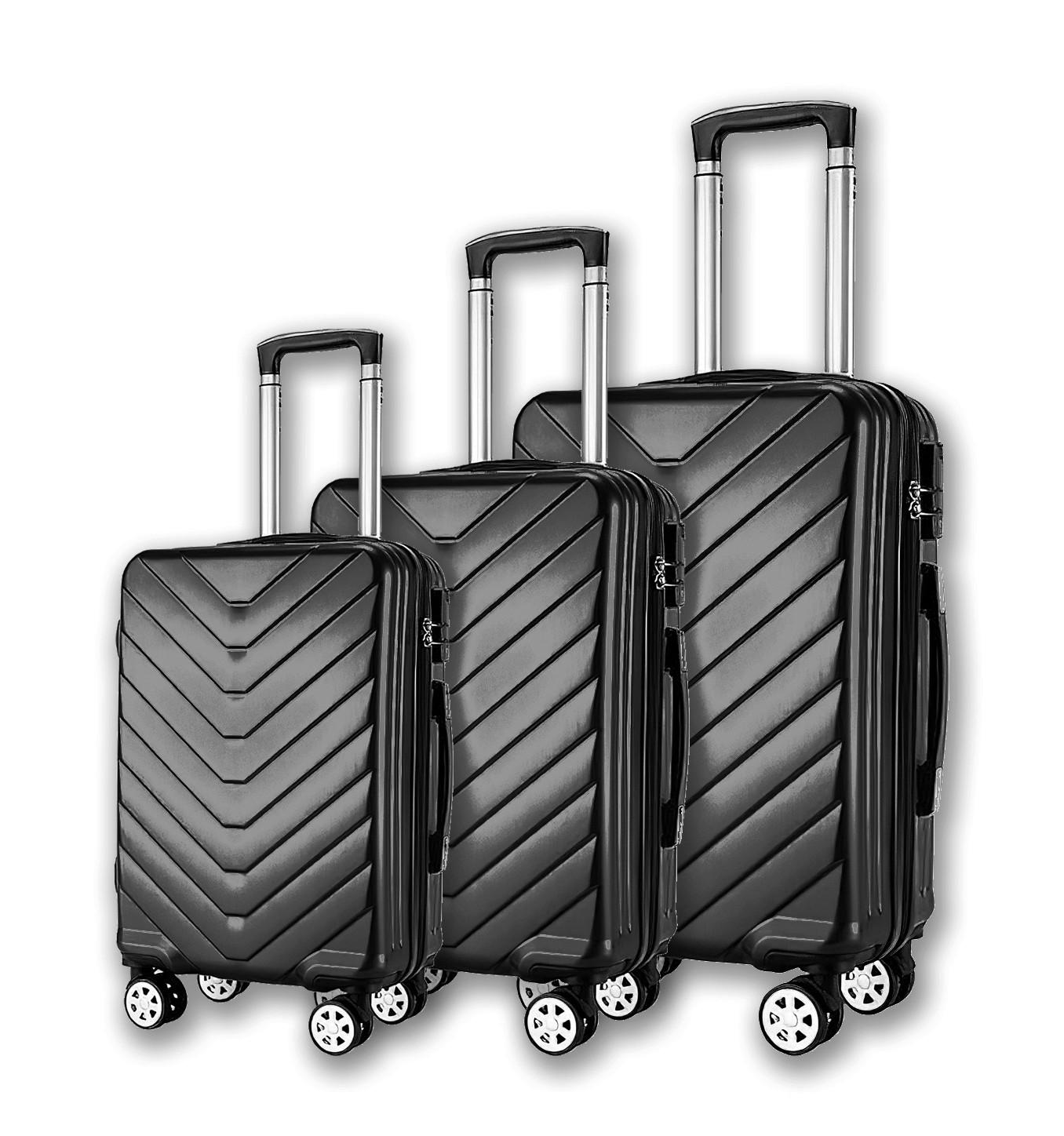 REISEKOFFERSET Schwarz 3-teilig  - Schwarz, Basics, Kunststoff (50/77/31cm)