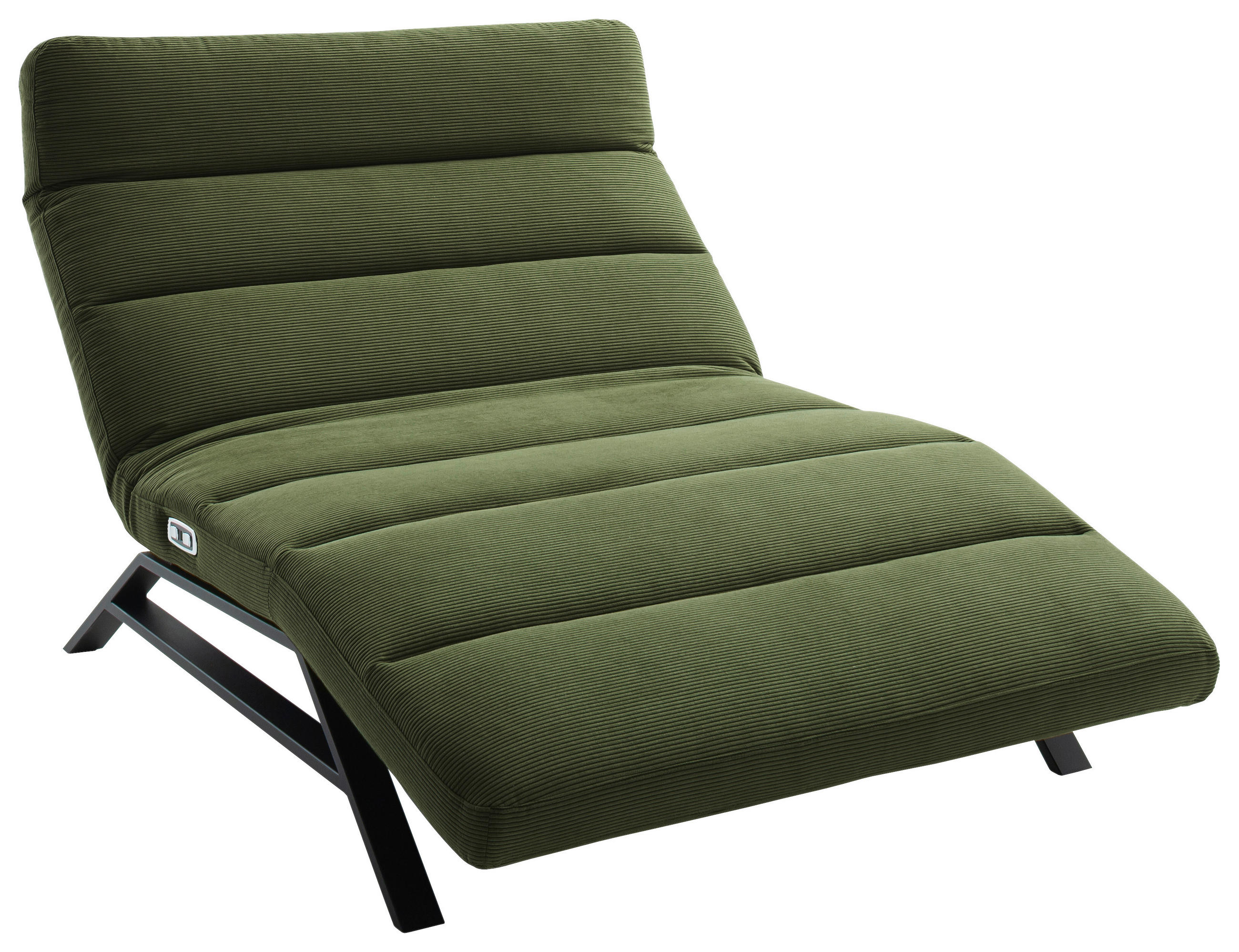 RELAXLIEGE Feincord Dunkelgrün  - Dunkelgrün/Schwarz, Design, Textil/Metall (120/54-113/158-198cm) - Pure Home Lifestyle