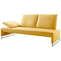 2,5-SITZER Echtleder Gelb  - Gelb/Nickelfarben, Design, Leder/Metall (180/91/87cm) - Koinor