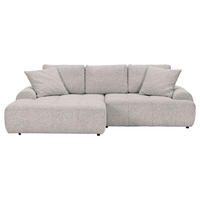Ecksofa mit Funktion Grau Flachgewebe Zierkissen, Rückenkissen, Bettkasten, Schlaffunktion, Rücken echt, Liegefläche im Originalstoff  - Schwarz/Grau, KONVENTIONELL, Kunststoff/Textil (190/277cm) - Carryhome