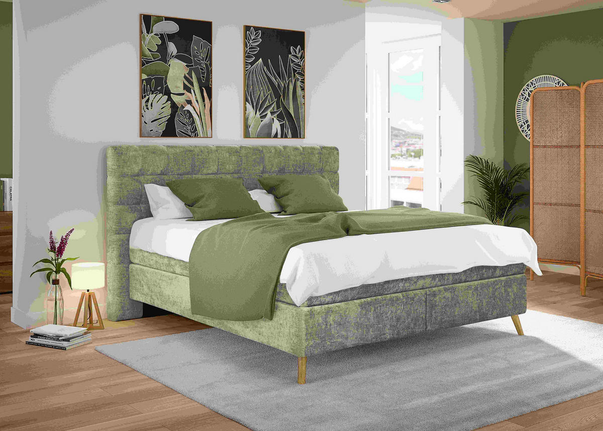BOXSPRINGBETT 180/200 cm  in Hellbraun  - Hellbraun/Eichefarben, Design, Holz/Textil (180/200cm) - Esposa