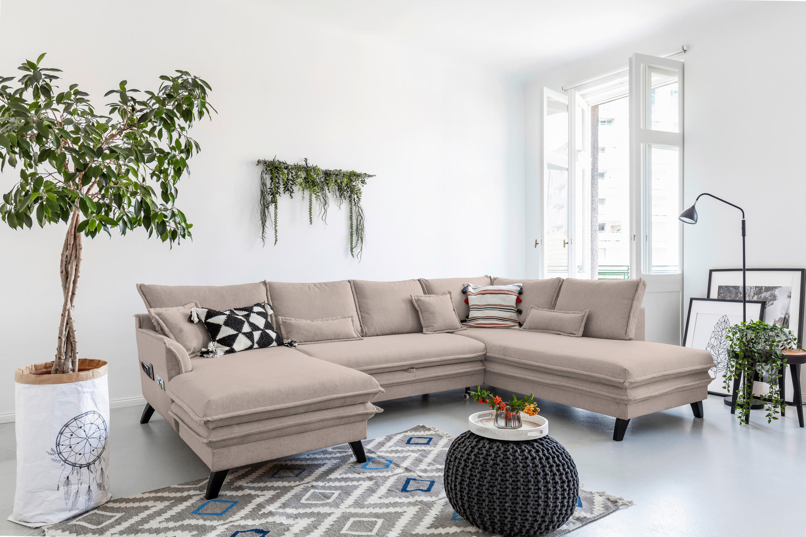 P & B SEDACIA SÚPRAVA, textil, sivohnedá